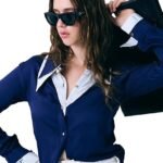 Women's Button Down Wing Collar Shirt | Dual Grace | Viscose Fabric, Regular Fit | Elegant and Stylish Western | Dress for Girls Long Sleeves | Workwear Top for Office & Casual Wear