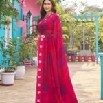 Womens's Pink Georgette Floral Printed Saree