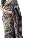 Women's Banarsi Silk Blend Saree With Blouse Piece Green Color Saree Designer Saree