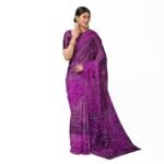 Womens Purple Sequence Resham Handloom Saree