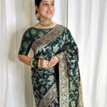 Women's Pure Soft Lichi Silk Saree Perfect for Special Occasions, Color Green