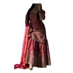 A,P SUITWOMEN'S Chiffon FullStichedsalwar LEHENGA suit Designer"SAnarkaliStitchedSuit Fully Stitched Suit for Women"S SF251241-XXL SIZE Gold XXL