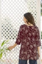 Reyon Short Top for Women | Tunic for Jeans Short Kurti | Stylish Straight Ladies Kurta | Ethnic Kurta for Girls - Image 2
