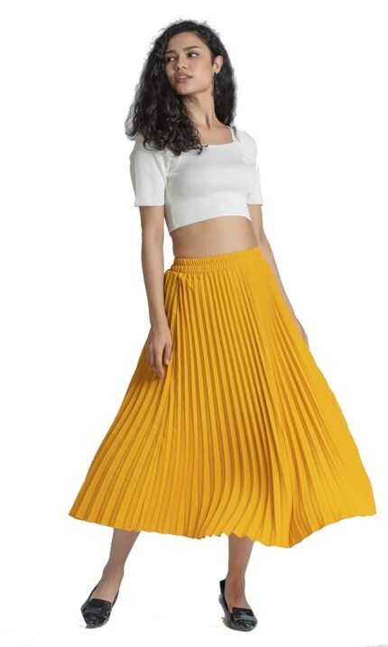 AASK Girl's|Women's Classic Stretchy All Time Trendy Pleated Skirt|Western Skirt |midi Skirt| plited Lehenga Wedding Ghaghra