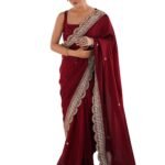 AKHILAM Women's Vichitra Silk Embellished Saree With Unstitched Blouse Piece (RADHA5001_RX_Parent)