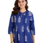 Amazon Brand - Myx Women Cotton Printed A-line Short Kurti (Available in Plus Sizes)