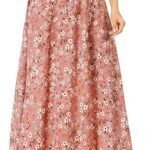 Maxi Skirts for Women Reg & Plus Size Women's Long Skirts, Flowy Summer Skirt Aline Elastic High Waisted Trendy 2023, Pink Floral, XX-Large