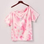 Women's Sexy Casual Top,Womens Casual Tie-Dyed Print T Shirt Casual O-Neck Short Sleeve Tee Tops Pink - Image 2