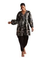 Black Embroidered Kurti with Dhoti Set