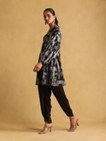 Black Embroidered Kurti with Dhoti Set - Image 2