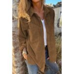 Women's Velvet T-Shirt Women's Sports T-Shirt Long Sleeve Riveted Decorations for Women (XL) Khaki - Image 2