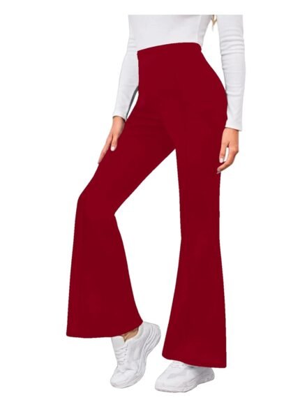 Dream Beauty Fashion Women's Bell Bottom High Waist Trouser, Elastic Flared Bootcut Pants, Stretchy Parallel Leg for Casual Office Work wear (BZF-Dhoni 4)