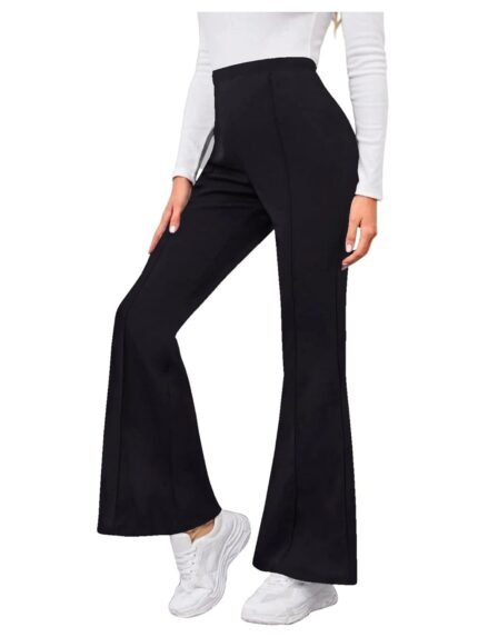 Dream Beauty Fashion Women's Bell Bottom High Waist Trouser, Elastic Flared Bootcut Pants, Stretchy Parallel Leg for Casual Office Work wear (BZF-Dhoni 4)