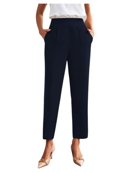 Dream Beauty Fashion Women's High Waist Regular Fit Trouser, Elastic Staright Pants, for Office Work & Casual wear (BZFVirat Pant-8)