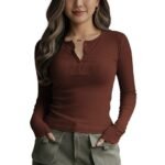 Dream Beauty Fashion Women's Long Sleeve Slim Fit Top/T-Shirt Henley Neck Casual (BZF-Top-Saiyaara-1)