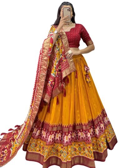 Elegant Tusser Silk Lehenga Choli for Women | Lehenga with Dupatta | Unstiched blouse Festive & Ethnic Set