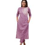 FABNEX Kurta Set for Women | Women Kurta Pant Set |Cotton Blend Embroidered Regular Women Kurti Set (K-34-38)