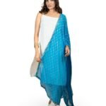 HELLA FASHIONS Women’s Chiffon Dupatta 2.4 Meter | All Over Gold Print with Elegant Zari Lace Edges | Lightweight, Stylish Dupatta for Ethnic Suits, Lehengas