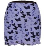 Women Skirt High Waist Elegant Casual Mesh Bodycon Classic Lightweight Tummy Control Short Skirt Mini Skirt Classic Woman Print Wrap Purple