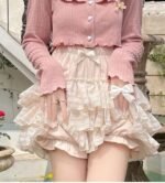 Women's Lolita Kawaii Mini Skirts Elastic Waist Tiered Ruffle Mini Skirts/Skort Japanese Korean Cute Sweet Skirt - Image 2