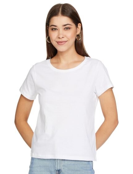 Max Women Cotton Solid Regular Fit T-Shirt