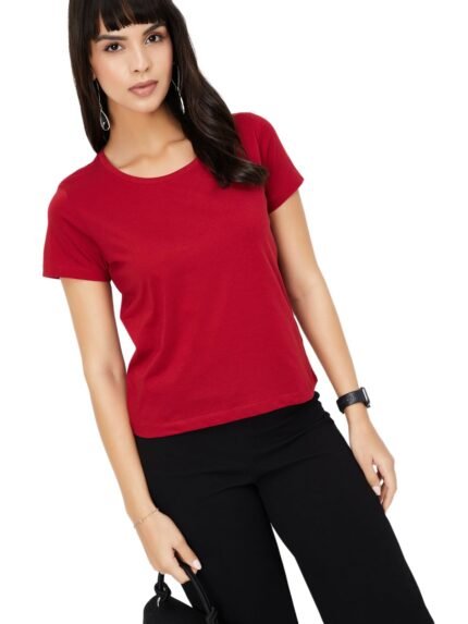 Max Women Solid T-Shirt