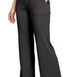 Mehrang High Waisted Wide Leg Ribbed Knit Trousers with Pockets | Casual and Stretchy Pants | for Women