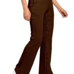 Mehrang High Waisted Wide Leg Ribbed Knit Trousers with Pockets | Casual and Stretchy Pants | for Women