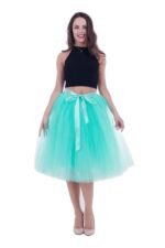 Women's Adult 7 Layered Pleated Tulle Tutu Skirt A Line Knee Length Petticoat Prom Party Skirt