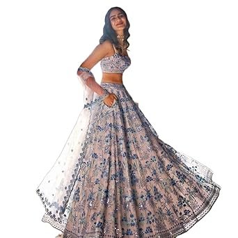 Omkar Tex'S Blue Color Bridal Lehenga Choli Set For Women || Women'S Lehenga Cholis | Material: Faux Georgette | Finish Type: Semi-Stitched | Size: Free Size