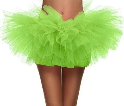 Women's Classic 5 Layered Tulle Tutu Skirt (Fluorescent Green)