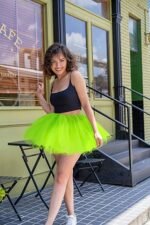Women's Classic 5 Layered Tulle Tutu Skirt (Fluorescent Green) - Image 2
