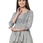 Black Cotton Printed Short Kurti for Women | Indian Ethnic Short Kurti Black | Indian Tunic Top