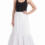 SEER Women's Can Can Petticoat Skirt, White Ruffled Shapewear Underskirt for Lehenga Gown, Full Length Volume Skirt Free Size