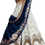 SHYAMLATA Women's Satin Embroidered Semi-Stitched Bridal New Lehenga Choli with Dupatta (0369-Super White-Wedding-Latest-Lehenga; Free Size)