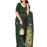 Sidhidata Women's Kanjivaram Banarasi Soft Silk Saree With Unstitched Blouse Piece (Silk Box Flower)