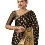 SIRIL Women's Georgette Foil Printed Saree with Unstitched Blouse Piece