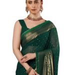 SIRIL Women's Georgette Foil Printed Saree with Unstitched Blouse Piece