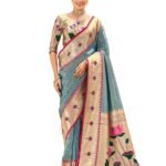 SIRIL Women's Paithani Soft Silk Kanjivaram Saree With Unstitched Blouse Piece