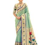 SIRIL Women's Paithani Soft Silk Kanjivaram Saree With Unstitched Blouse Piece