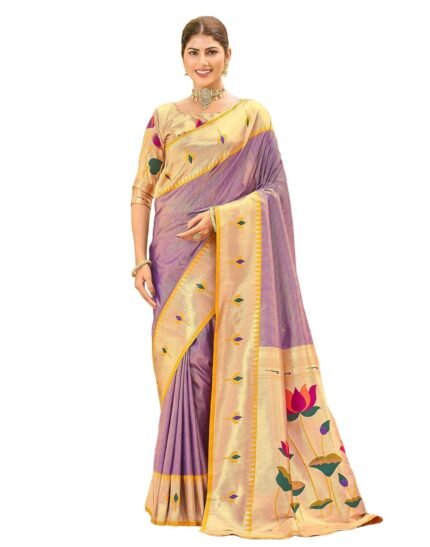 SIRIL Women's Paithani Soft Silk Kanjivaram Saree With Unstitched Blouse Piece
