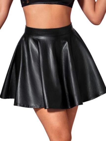 Tandul Black Women's Leather High Waisted Shorts Skirts Nightclub Party Mini Skirt for Women/ Girls, Size -M gifts for women