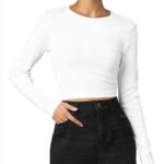 THE BLAZZE Women's Cotton Stretchable Round Neck Full Sleeve | Western Casual Wear Crop Top for Women L553