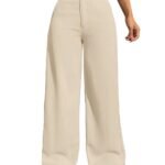 Toochki Trousers for Woman Pants Women's Formal Office Korean | Beige Track Pant | Straight | Cotton Spandex Stretchable Trouser | High-Waisted Bottom Wear