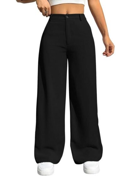 Toochki Trousers for Woman Pants Women's Formal Office Korean | Beige Track Pant | Straight | Cotton Spandex Stretchable Trouser | High-Waisted Bottom Wear