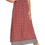 Women's Boho Vintage Floral Print Tie Waist A Line Maxi Skirts