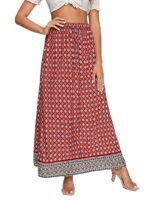 Women's Boho Vintage Floral Print Tie Waist A Line Maxi Skirts