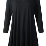Women's V-Neck Plain Swing Tunic Top Casual T Shirt