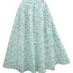 Women's Cotton Flared Long Skirt (Waist Size: 26" to 42"; Length 39 Inch, Size Fits to - M, L, XL) Green