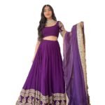 Women'S Georgette zari Sequence Embroidery Work Semi sttiched Lehenga Choli With Dupatta Set